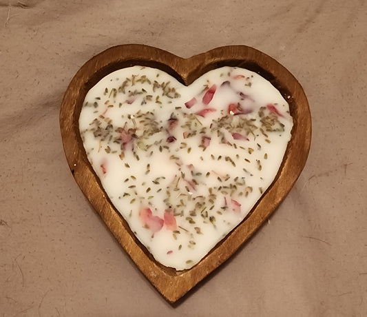 Heart Dough Bowl Candle with Dried Flowers.